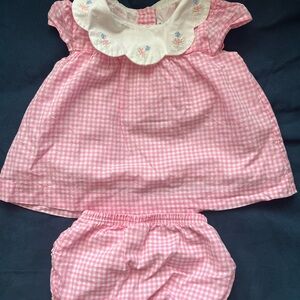 Janie and Jack Pink Gingham Baby Outfit